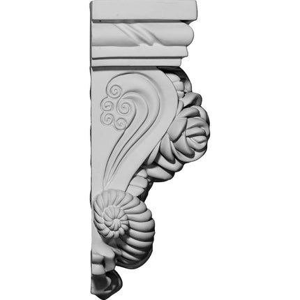 Ekena COR05X02X08RO 5 1/4" W x 2 3/4" D x 8 1/8" H Rose Corbel, Primed