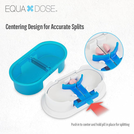 EQUADOSE The Pill Cutter V2. A New Kind of Pill Splitter with Double Stainless Steel Blades and a Centering Device. Great for Cutting Tablets for You and Your Pet.