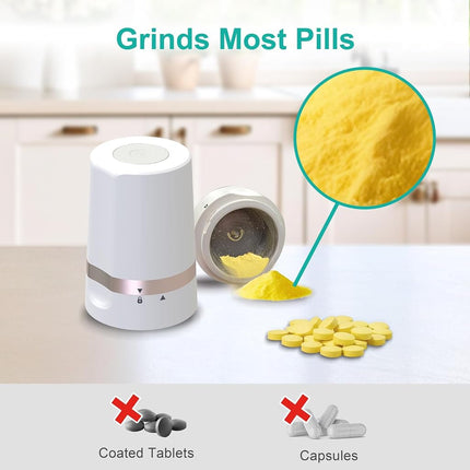 Fullicon Cordless Electric Pill Crusher, One-Touch Fine Powder, Rose Gold