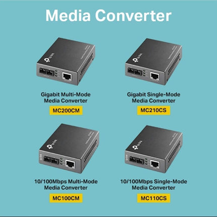 TP-Link Gigabit Ethernet Media Converter, Up to 1000Mbps RJ45 to 1000M Single-Mode SC Fiber (MC210CS)