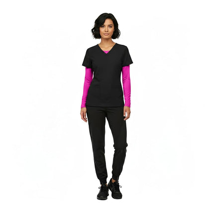 Natural Uniforms Women's Under Scrub Tee Crew Neck Long Sleeve T-Shirt - pink - Medium