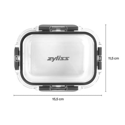 Zyliss 370ml Glass Container, Shatterproof Glass, Airtight Food Storage Box with Sealable Lid, Microwave Safe, BPA Free, Freezer Safe, Fridge Storage, Food Container, 16cm x 12cm x 5cm