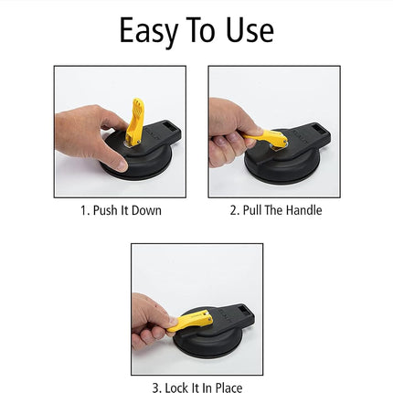 STANLEY S4004 Black/Yellow Vacuum Suction Cup - Heavy-Duty (200 lb Weight Support Limit), 4 Pack