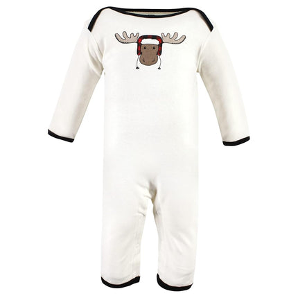 Hudson Baby baby-girls Cotton Coveralls, Winter Moose, 0-3 Months