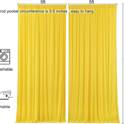 AK Trading CO. Rideaux en polyester 3 m x 3 m avec poches pour tringle – Décorations pour mariage, cérémonie, fête, maison, fenêtre – Jaune