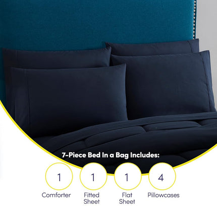 Sweet Home Collection Ultra Soft Down Alternative Set & Luxurious Bed Sheets, Polyester, Navy, Full
