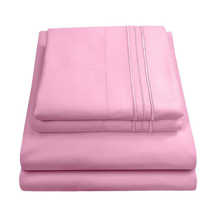 Parure de Draps California King - Draps de Luxe Respirants avec Élastique Intégral et Sangles d'Angle Sécurisées Intégrées - Collection Suprême 1800 Parure de Lit King Size California King, Poches Profondes, Parure de Draps, California King, Rose