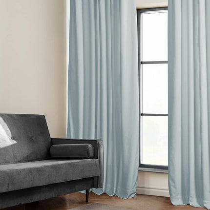 HPD Half Price Drapes Heritage Plush Velvet 120 Inches Long Darkening Curtains for Bedroom & Living Room 50W x 120L, (1 Panel), Aquarius Blue, 50" W x 120" L (Pack of 1)