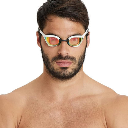 ARENA Cobra Ultra Swipe Mirror Unisex Adult Racing Swimming Goggles, Swimming Pool Goggles with Curved Mirror Lenses, Anti-Fog, UV Protection, 5 Interchangeable Nose Bridges