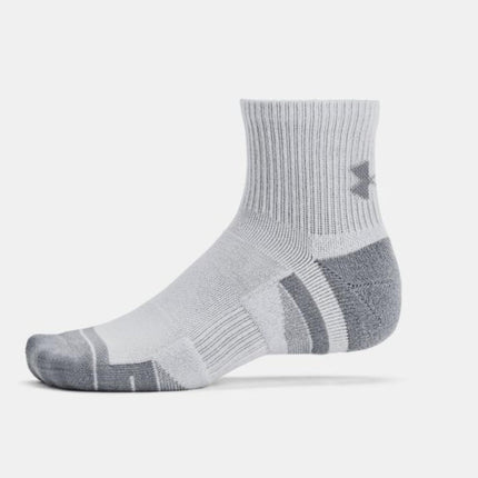 Calcetines de cuarto con amortiguación UA Performance Tech para hombre de Under Armour - Paquete de 6, Negro/Blanco/Gris, Grande