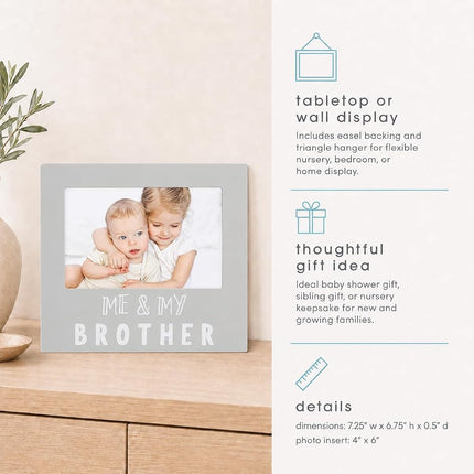 Pearhead Me and My Brother Sentiment Photo Frame,Sibilng Pictures, Gray,1 Count(Pack of 1)