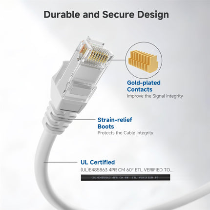 Cable Matters Cat6 Cable de Conexión Ethernet sin Enganche en Blanco de 35 Pies