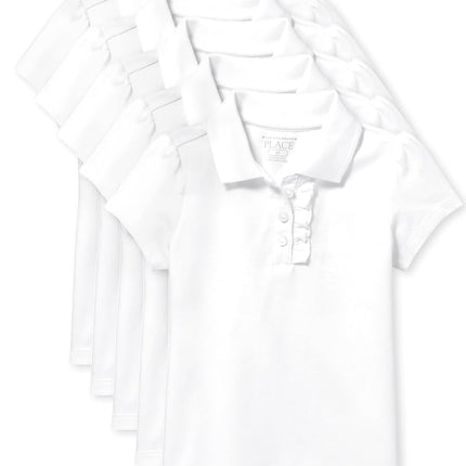Polo à manches courtes en piqué à volants The Children's Place pour bébés et petites filles, blanc, 3T