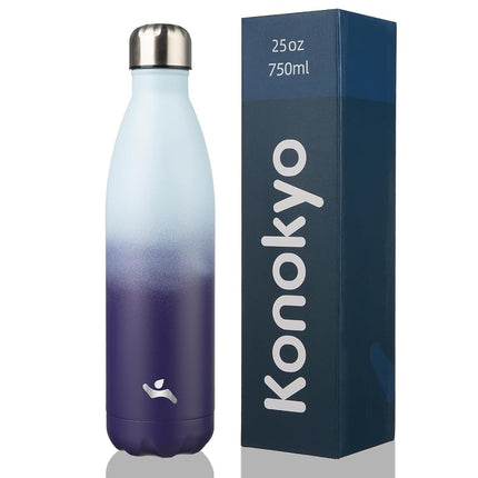 Konokyo Insulated Water Bottles,25oz Double Wall Stainless Steel Vacumm Metal Flask for Sports Travel,Ocean Dream