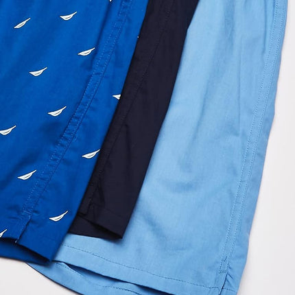 Nautica Men's Cotton Woven 3-Pack Boxers Shorts, Peacoat/Dellarobbia/Sails-sea Cobalt, XL