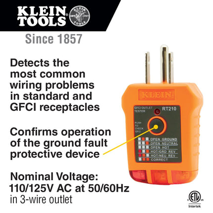 Kit de prueba eléctrica Klein Tools ET45VP con probador de receptáculos GFCI y probador de voltaje CA/CC