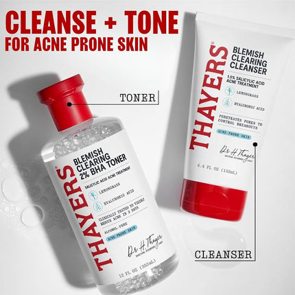 Tónico Thayers para imperfecciones con ácido salicílico, tónico facial para el acné con 2% de ácido salicílico, cuidado de la piel calmante y no astringente, 355 ml