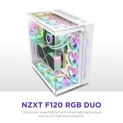NZXT F120 RGB Duo - 120mm Dual-Sided RGB PC Case Fan - White