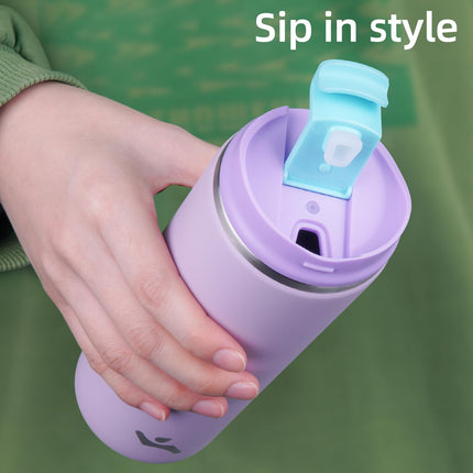 Konokyo Tumbler with Lid, 12 oz Travel Coffee Mug Double Wall Vacuum Stainless Steel Thermal Metal Cup Insulated Water Bottle,Lavender