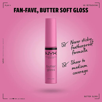 NYX Professional Makeup, Butter Gloss, Lip Gloss, Non-Sticky - Merengue (Pink lilac)