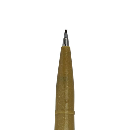 Pentel Arts Sign Pen Touch, Fude Brush Tip, Ochre Ink, Box of 12 (SES15C-Y)
