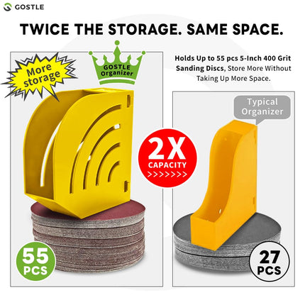 5 Inch Professional Sanding Discs Storage Bins - 10 Bins Set for Efficient Organization, Offset Snap-On Connection, Grit Classification, Space-Saving Design and Versatile Application, Yellow