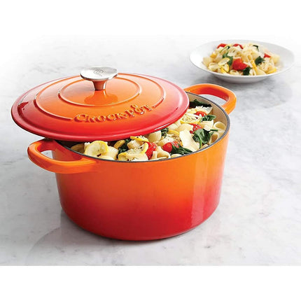 Crock-Pot Artisan Round Enameled Cast Iron Dutch Oven, 5-Quart, Sunset Orange