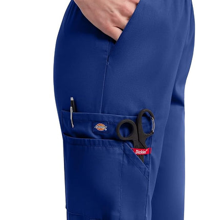 Dickies EDS Signature Women Scrubs Pant Natural Rise Tapered Leg Pull-on 86106, Galaxy Blue, M Petite