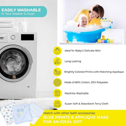 Spasilk Bath Hooded Towels & Washcloths Set for Babies, 23-Piece Gift Set, Blue