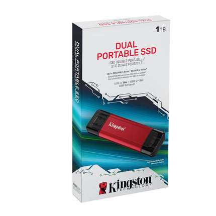 Kingston Dual Portable SSD 1TB Dual USB-A/C Up to 1050MB/s USB 3.2 Gen 2 - SPSD/1TB