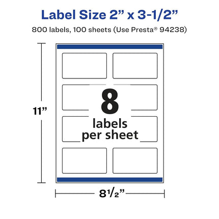Avery Glossy Clear Rectangle Labels with Sure Feed, 2" x 3.5", 800 Glossy Clear Labels, Print-to-The-Edge, Laser/Inkjet Printable Labels