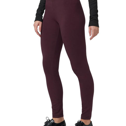 HUE Women's Ultra Leggings with Wide Waistband, Full and Capri Length, Black Cherry, XS