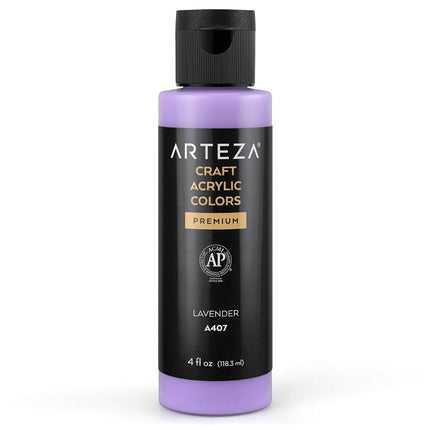 ARTEZA Craft Acrylic Paint, A407 Lavender, 4 ounces Bottle, Water-Based, Blendable, Matte Acrylic Paint for Art & DIY Outdoor Projects
