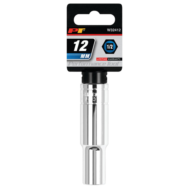 Performance Tool W32412 6-Point Socket, 1/2" Drive, 12mm