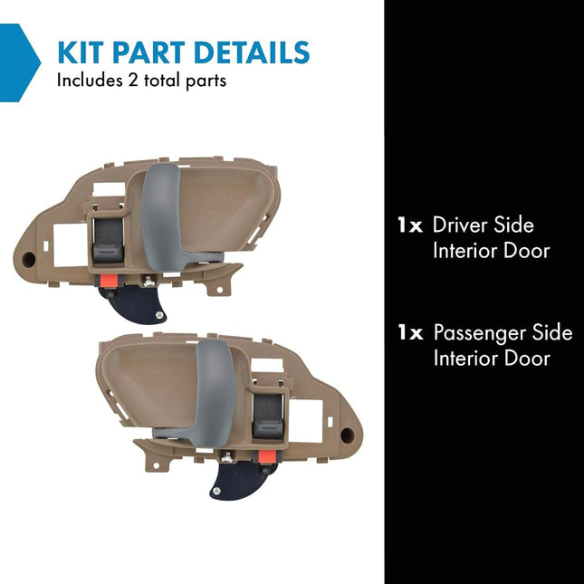 Door Handles Inside Interior Tan Left & Right Pair Set for Chevy GMC Tahoe Yukon