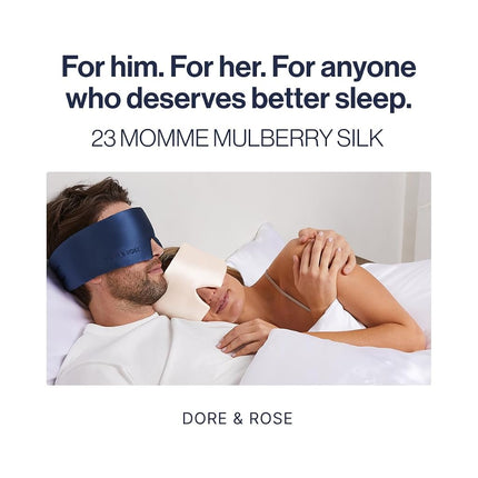 Dore & Rose Deep Sleep Mask for Women and Men - 23 Momme Mulberry Silk Eye Mask for Sleeping and Travel, 100% Blackout, Adjustable Strap, Cooling Soft Black Silk Eyemask Award-Winning Luxury
