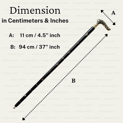 Brass Handle Victorian Foldable Wooden Walking Stick Cane Ideal Vintage Gift Men Women Father/Mother (Black Victorian)