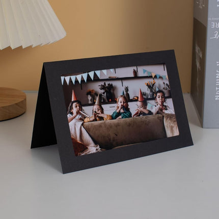 Litpoetic 100 Count Photo Frame Cards with Envelopes 4x6 Paper Picture Frame Notecards Photo Card Holder for Thanksgiving Halloween Wedding Birthday Classroom DIY Fall Decor - Black