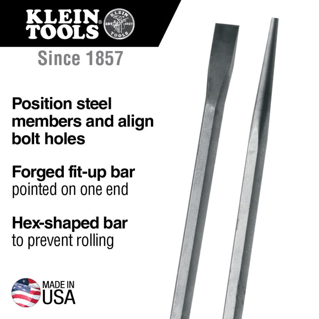 Klein Tools 3240 Hex 3/4-Inch x 30-Inch Straight-End Connecting, Made in USA, Bar Sleever Bar for Aligning, Prying and Chiseling