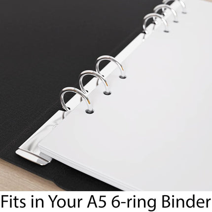 A5 Blank Paper - 250 Sheets - 6 Hole Punched for FiloFax, A5 Planners, Organizers, and Binders - 100 GSM (24 lb.) - 148mm x 210mm (5.83" x 8.27")