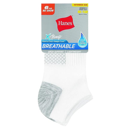 Calcetines ligeros y transpirables Hanes para mujer, supercortos, paquete de 6 unidades, informales, blancos, 7-11 UK (paquete de 6)