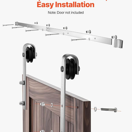 VEVOR 6.6FT Sliding Barn Door Hardware Kit, 330 LBS Weight Capacity, Compatible with 36 to 40 Inches Width & 1-3/8 to 1-3/4 Inches Thickness Single Sliding Barn Door, Durable Track & J-Shape Roller
