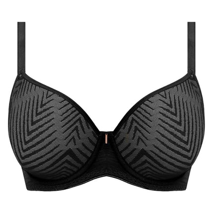 Freya Women's Tailored Underwire Molded Plunge T-Shirt Bra, Black, 34E