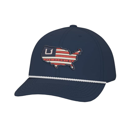 HUK Men's Rope, Unstructured Adjustable Fishing Hat Cap, American Sargasso Sea, One Size