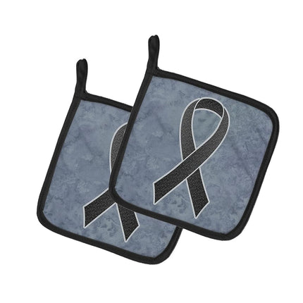 Caroline's Treasures Black Ribbon for Melanoma Cancer Awareness Pair of Pot Holders, 7.5HX7.5W, Multicolor