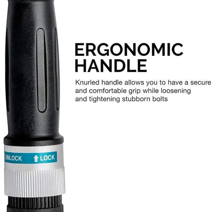 NEIKO PRO 03707B 3/8" Torque Wrench, 3/8” Drive SAE, 15-80 Ft-Lb, 14” Length, Adjustable Click Torque Wrench, Chrome Vanadium Cr-V Steel
