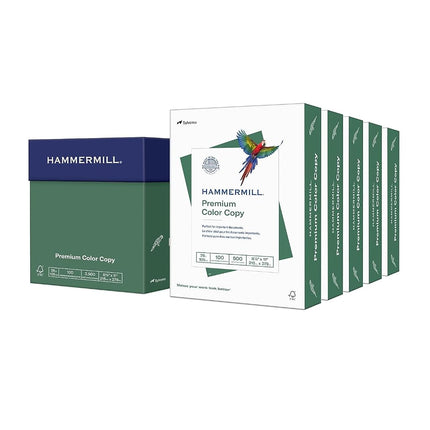 Papier pour imprimante Hammermill, Papier de qualité supérieure Premium Color 28 lb, 8,5 x 11 - Ramette de 5 (2 500 feuilles) - 100 de luminosité, fabriqué aux États-Unis, 102450C, Blanc