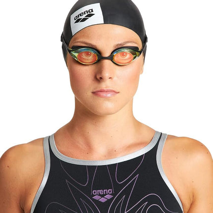 ARENA Cobra Original Swipe Mirror Unisex Adult Racing Swimming Goggles, Swimming Pool Goggles with Mirror Lenses, Anti-Fog UV Protection, 4 Interchangeable Nose Bridges