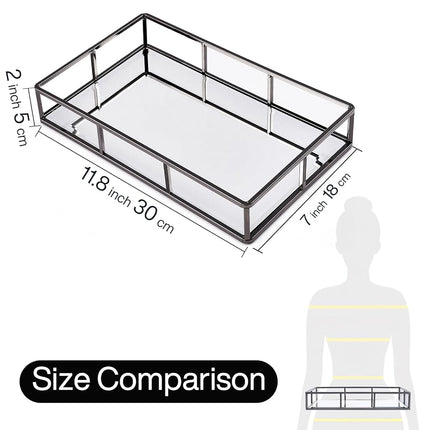 PuTwo Mirror, Smoky Black, Metal, Jewelry, Decorative, Glass, Perfume Organizer, Vanity Trays for Bathroom, Counter, 1272 inch