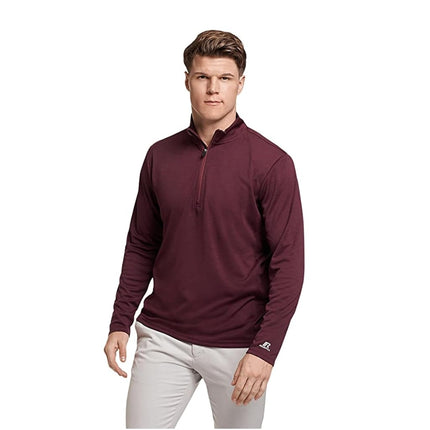 Russell Athletic Men's Lightweight Performance 1/4 Zip Warm Up Jacket, Maroon, X-Large